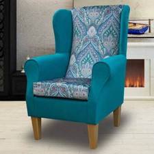 Blue Paisley Wingback Armchair