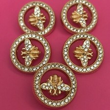 5 GUCCI BEE BUTTONS 22MM  GG BUTTON GOLD METAL 5pcs GG GUCCI Bee Logo Buttons