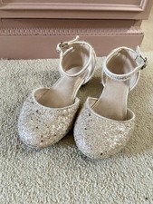 Girls Silver/White Party Shoes, Size 11, for Wedding, Bridesmaid, Christmas