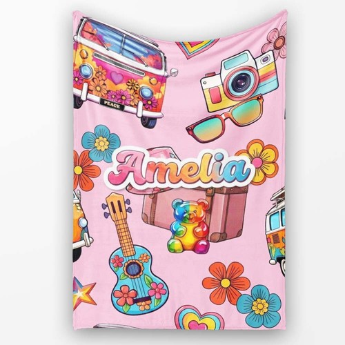 Soft fleece blanket hippie - fleece, van