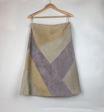 Vintage 90s 00s New Look Multi Suede A Line Midi Skirt Size 14