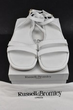 Russell & Bromley Women's Size 40 UK 7 Ltrain White Leather Strap Flat Sandals 