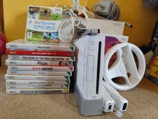 Wii Nintendo Wii Console Mario Kart Bundle 12 Games and Steering Wheel Tested