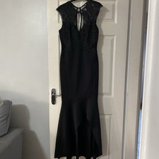 Lipsy Black Lace Top Bodycon Fishtail Maxi Dress BNWT Size 12 Prom Races 