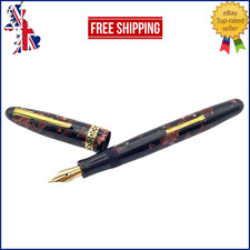 VINTAGE EVERSHARP KINGSWOOD FOUNTAIN PEN RED MARBLE 14K GOLD MEDIUM NIB ENGLAND