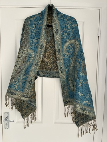 Pashmina shawl turquoise blue - turquoise,