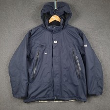HELLY HANSEN Jacket Mens L Large Blue Helly Tech Waterproof Hooded Fleece Lined