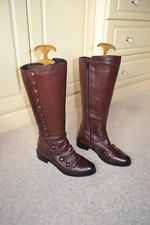 Moda in Pelle Ladies Burgundy Leather Knee High Boots Size 39/6