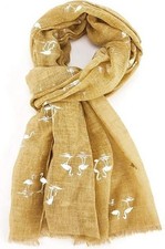 GlamLondon Women's Flamingo Print Scarf Silver Foil Birds Wrap - various colour