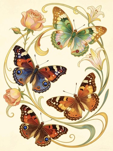 Butterfly art nouveau - butterfly,