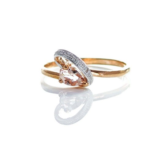 9ct morganite diamond ring - diamond,