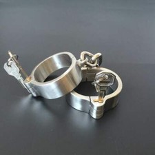 Heavy Stainless Steel Handcuffs Ankle Cuffs Collar Restraint Shackles Bondage UK