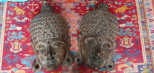 Pair large vintage wooden - of,