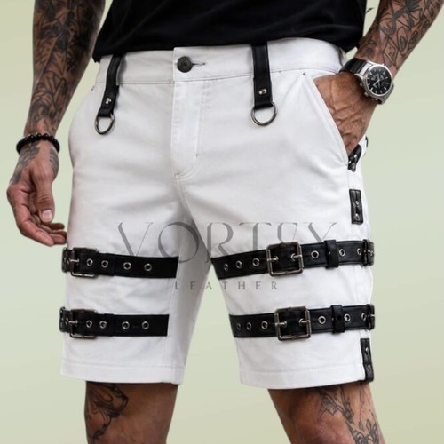 Men genuine leather shorts - genuine,