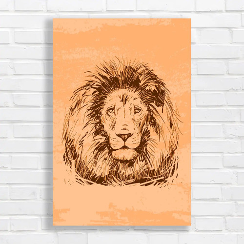 Bold lion sketch orange canvas - bold,