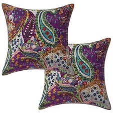Indian Kantha Paisley Pillow