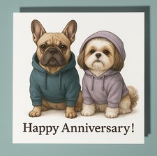 French Bulldog  Happy Anniversary Card  Personalised Dog Card & Envelope Couple