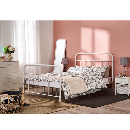 Black white metal bed - white,
