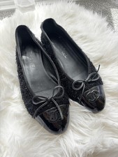 Chanel Black Tweed Patent