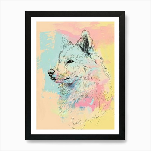 Samoyed dog pastel line - dog,