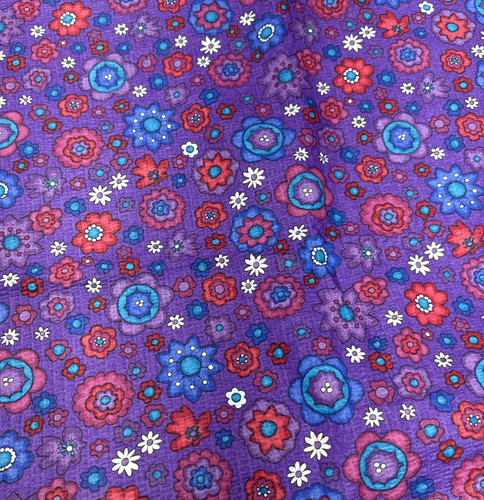 Retro red blue floral purple - blue,