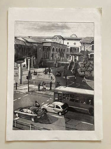 Vintage etching town - vintage,