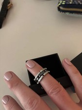 CERRUTI  BLACK CRYSTAL VINTAGE SILVER RING