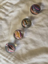 4 Antique Old Lattice Swirl Marbles Glass Marble vintage