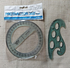 VINTAGE PLASTIC MOLIN 360 PROTRACTOR (made in Portugal) + ellipse template