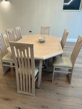 10-Seater Lime Washed Oak Extendable Dining Table & 8 Chairs