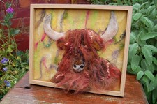 Framed Needle Felted Picture  - Highland Cow