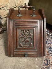 Antique Art Nouveau Style Purdonium, Antique Solid Wood Coal Scuttle