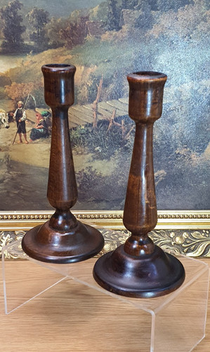 Antique oak candlestick - antique,