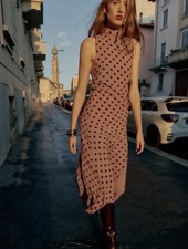 Zara Polka Dot Midi Dress With