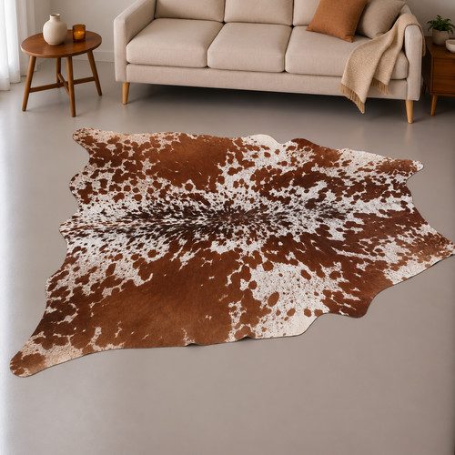 Genuine brown white cowhide - brown,