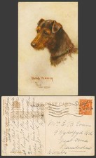 Welsh Terrier Dog Puppy by Maud West Watson 1918 Old Tuck's Oilette Postcard