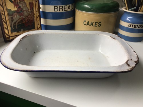 Vintage enamel roasting - enamel, tray