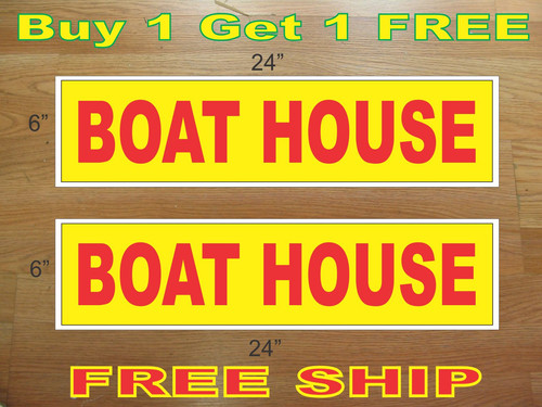 Boat house yellow red - yellow, 6"x24"
