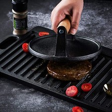 Steak Bacon Burger Press Black Kitchen Round Cast Iron Grill Meat Press Tool
