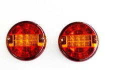 2 pcs 12-24V LED Red Amber Round Rear Tail Lights Truck Trailer Lorry Chassis
