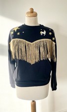Black Jumper With Gold Fringe & Appliqué Stars By Tee & Cake/Topshop Size 6-10