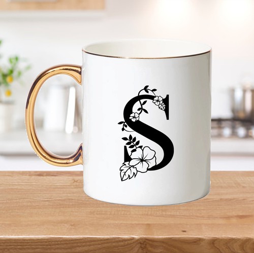 Gold rim handle bone china - bone,