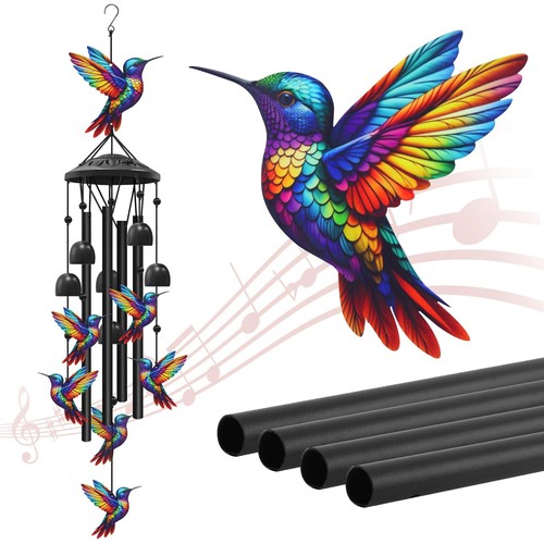 Hummingbird wind chimes black - hummingbird,