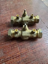 2 x Drayton 22mm 2 Port Valve Body Only - Brass With Nuts & Olives 