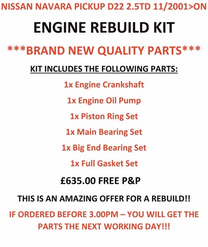 Engine rebuild kit for nissan - engine,