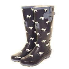 Ladies Rubber Funky Print Matt Festival Wellies Wide Calf Rainy Snow Wellingtons
