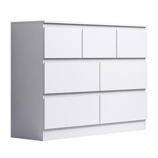 Matt White 2 to 8 Chest of Drawers Centralised Runners Modern Scandinavian Style