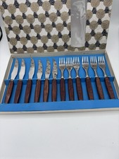 Vintage Glosswood 12-Piece Steak Cutlery Set - Mid-Century Modern Boxed Set