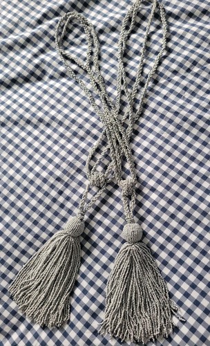 Vintage silver beaded - silver, curtain