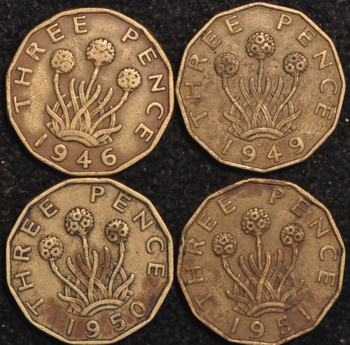 Threepence 1946 1948 1949 - , 1950